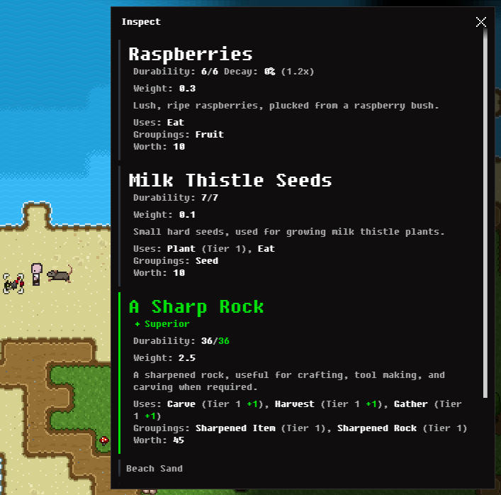 Wayward Beta 2.10 "Seafarer+" Item Stack inspect dialog